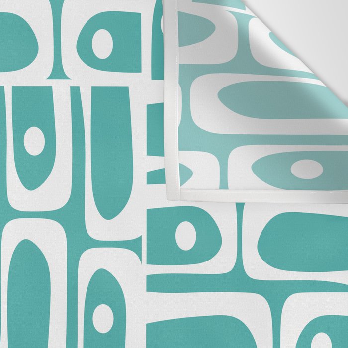 Mid Century Modern Piquet Geometric Multi Pattern Turquoise and White Wall Tapestry Gallery Image 3