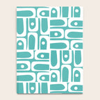 Mid Century Modern Piquet Geometric Multi Pattern Turquoise and White Notebook Gallery Image 4