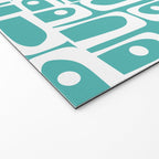 Mid Century Modern Piquet Geometric Multi Pattern Turquoise and White Welcome Mat Gallery Image 2