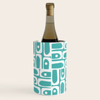 Mid Century Modern Piquet Geometric Multi Pattern Turquoise and White Wine Chiller Gallery Image 3