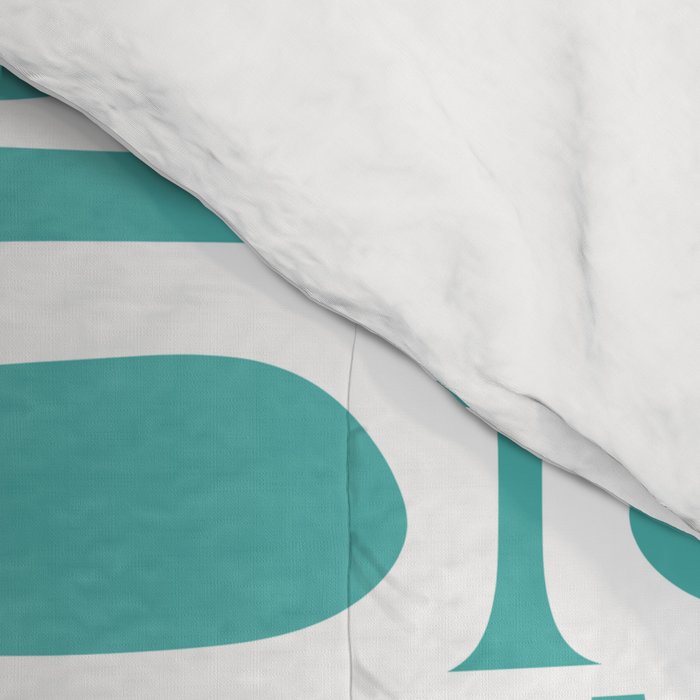 Mid Century Modern Piquet Geometric Multi Pattern Turquoise and White Comforter Gallery Image 4