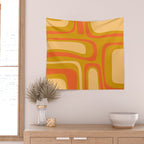 Palm Springs Mid Mod Abstract Tangerine Orange and Mustard Ochre Wall Tapestry Gallery Image 2