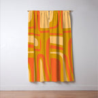Palm Springs Mid Mod Abstract Tangerine Orange and Mustard Ochre Window Curtain Gallery Image 3