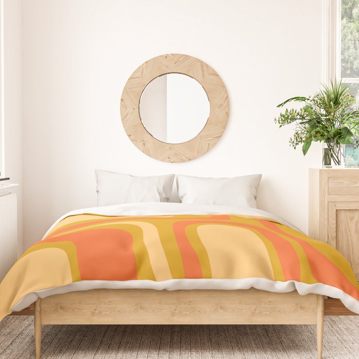 Palm Springs Mid Mod Abstract Tangerine Orange and Mustard Ochre Duvet Cover Gallery Image 3