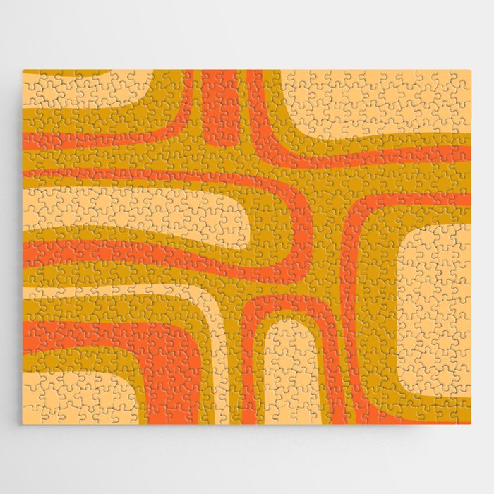 Palm Springs Mid Mod Abstract Tangerine Orange and Mustard Ochre Jigsaw Puzzle Gallery Image 1