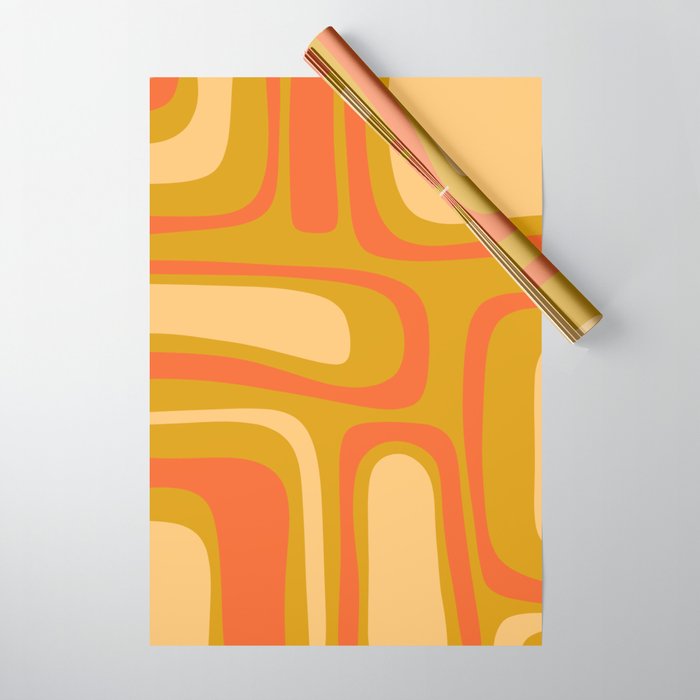 Palm Springs Mid Mod Abstract Tangerine Orange and Mustard Ochre Wrapping Paper Gallery Image 1