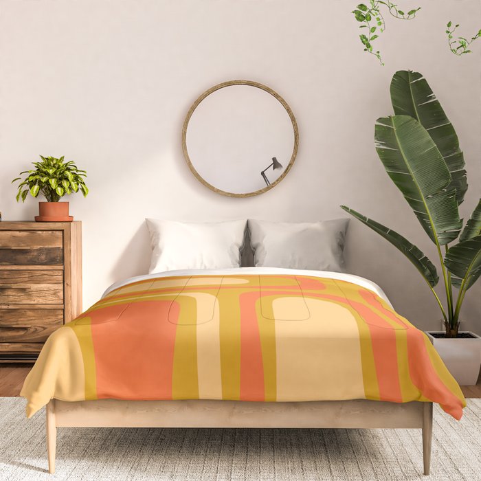 Palm Springs Mid Mod Abstract Tangerine Orange and Mustard Ochre Comforter Gallery Image 3