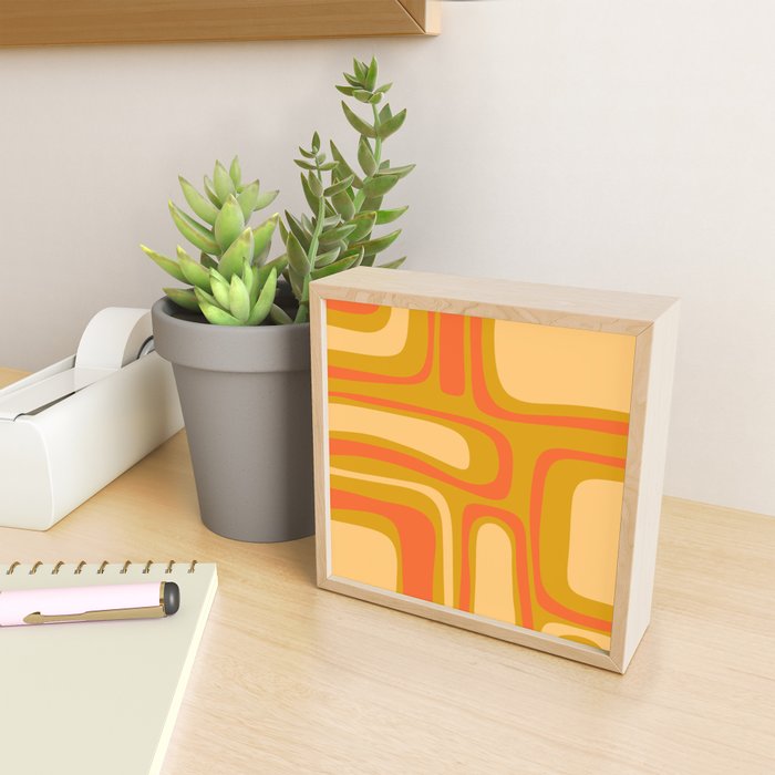 Palm Springs Mid Mod Abstract Tangerine Orange and Mustard Ochre Mini Art Print Gallery Image 2