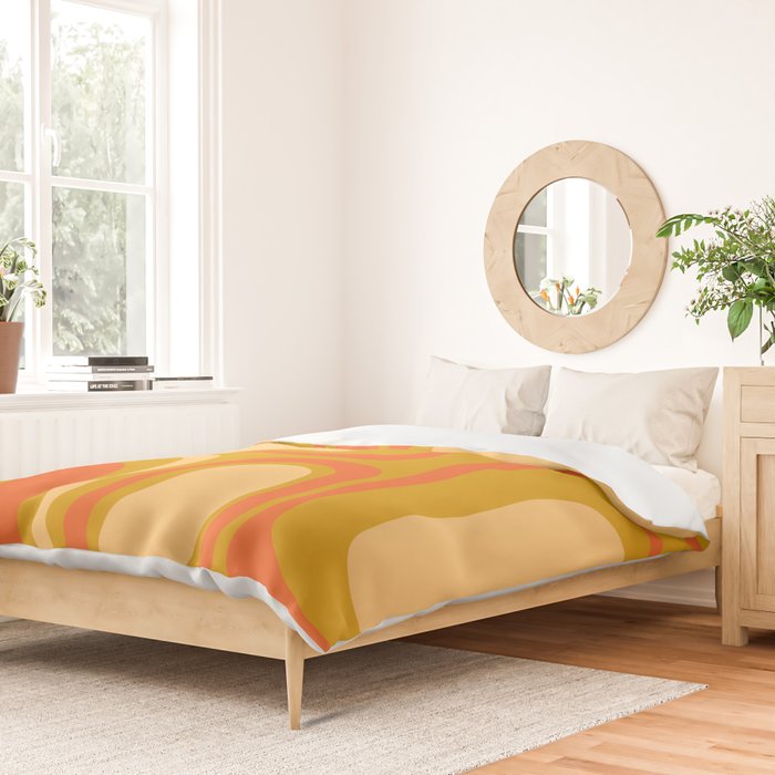 Palm Springs Mid Mod Abstract Tangerine Orange and Mustard Ochre Duvet Cover Gallery Image 2