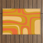Palm Springs Mid Mod Abstract Tangerine Orange and Mustard Ochre Outdoor Rug Gallery Image 1