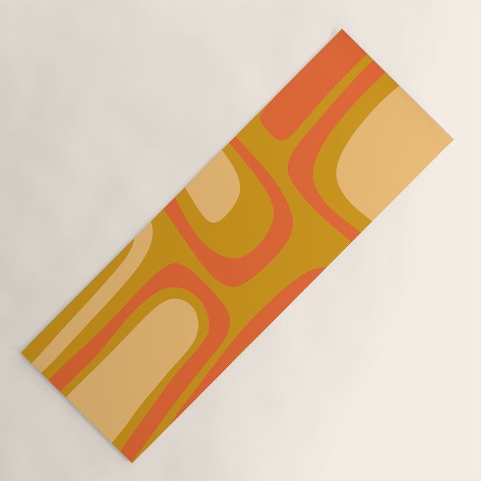 Palm Springs Mid Mod Abstract Tangerine Orange and Mustard Ochre Yoga Mat Gallery Image 1