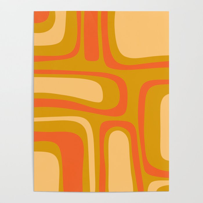 Palm Springs Mid Mod Abstract Tangerine Orange and Mustard Ochre Poster Gallery Image 4