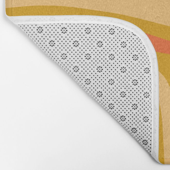 Palm Springs Mid Mod Abstract Tangerine Orange and Mustard Ochre Bath Mat Gallery Image 2