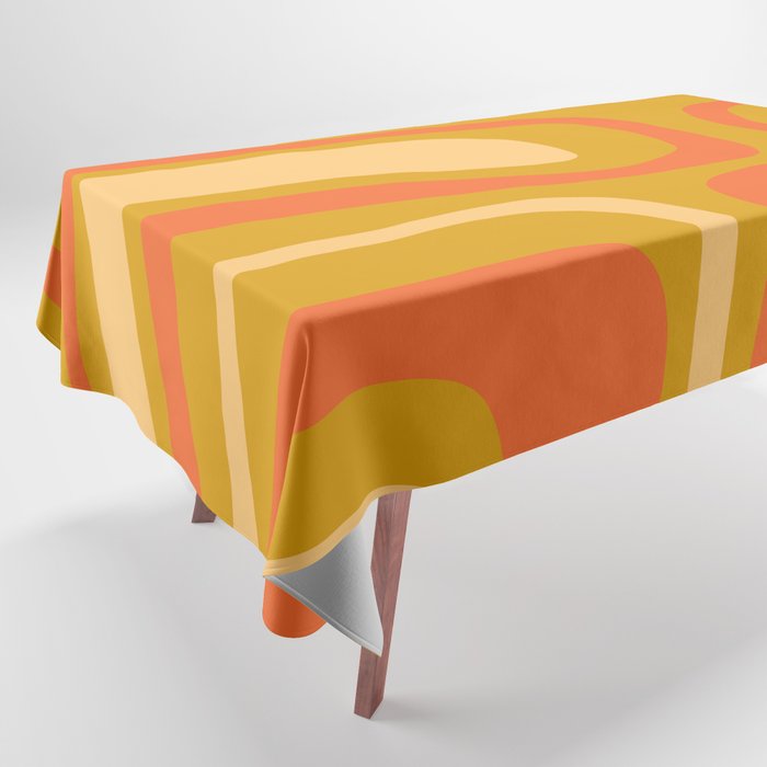 Palm Springs Mid Mod Abstract Tangerine Orange and Mustard Ochre Tablecloth Gallery Image 1