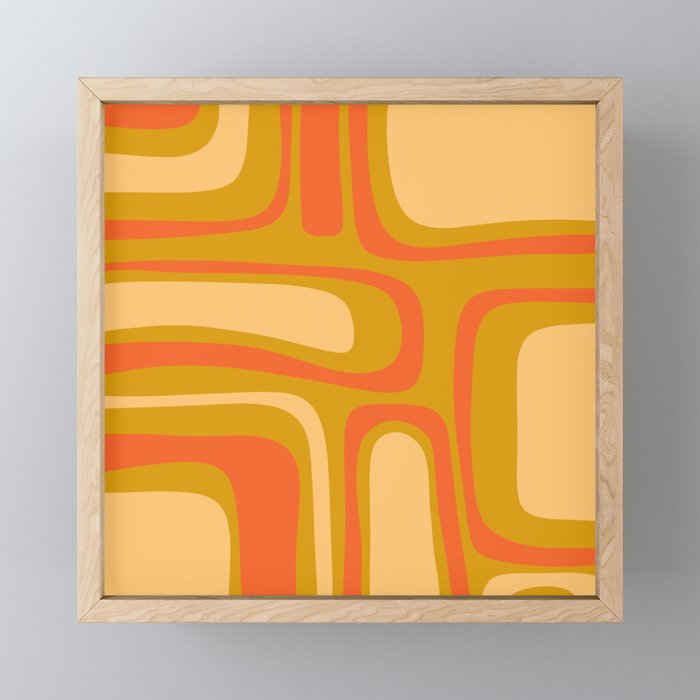 Palm Springs Mid Mod Abstract Tangerine Orange and Mustard Ochre Mini Art Print Gallery Image 1