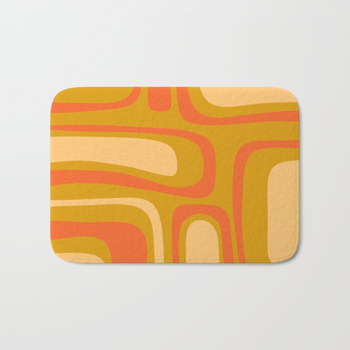 Palm Springs Mid Mod Abstract Tangerine Orange and Mustard Ochre Bath Mat Gallery Image 1