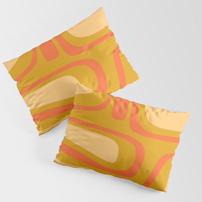 Palm Springs Mid Mod Abstract Tangerine Orange and Mustard Ochre Pillow Sham Gallery Image 1