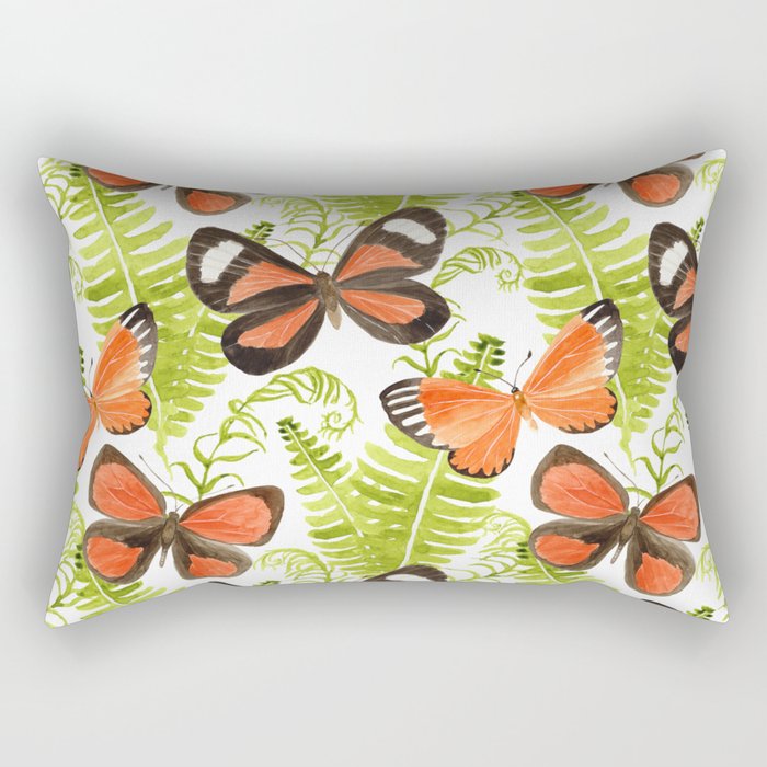Ferns and Butterflies Rectangular Pillow Gallery Image 2