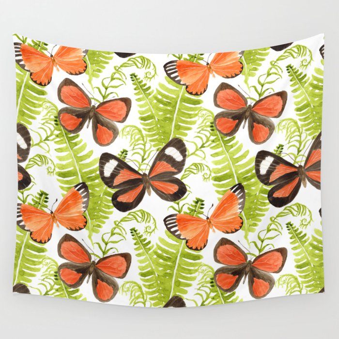 Ferns and Butterflies Wall Tapestry Gallery Image 1
