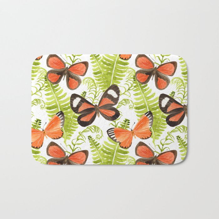 Ferns and Butterflies Bath Mat Gallery Image 1