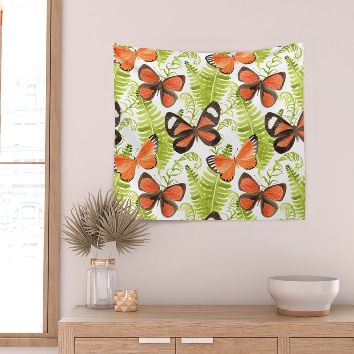 Ferns and Butterflies Wall Tapestry Gallery Image 2