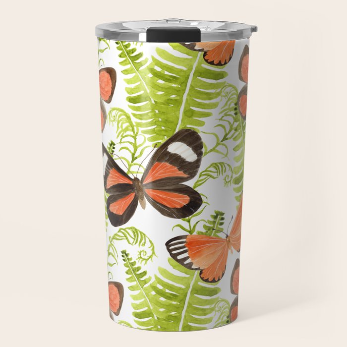 Ferns and Butterflies Travel Mug Gallery Image 1