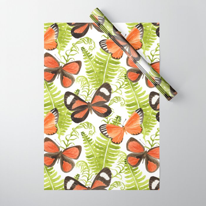 Ferns and Butterflies Wrapping Paper Gallery Image 1