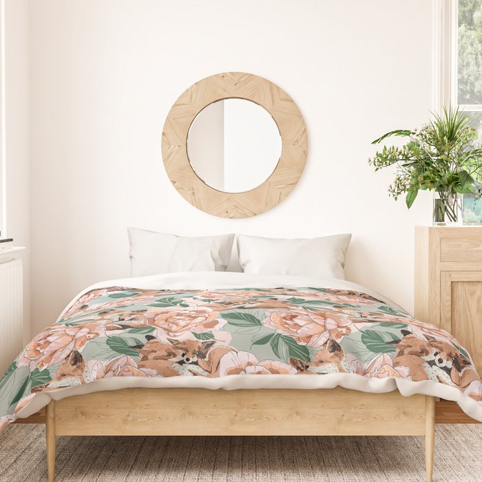 Red foxes in the rose bushes 24 Duvet Cover Gallery Image 3