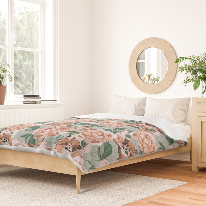 Red foxes in the rose bushes 24 Duvet Cover Gallery Image 2