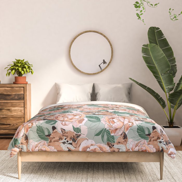 Red foxes in the rose bushes 24 Comforter Gallery Image 3