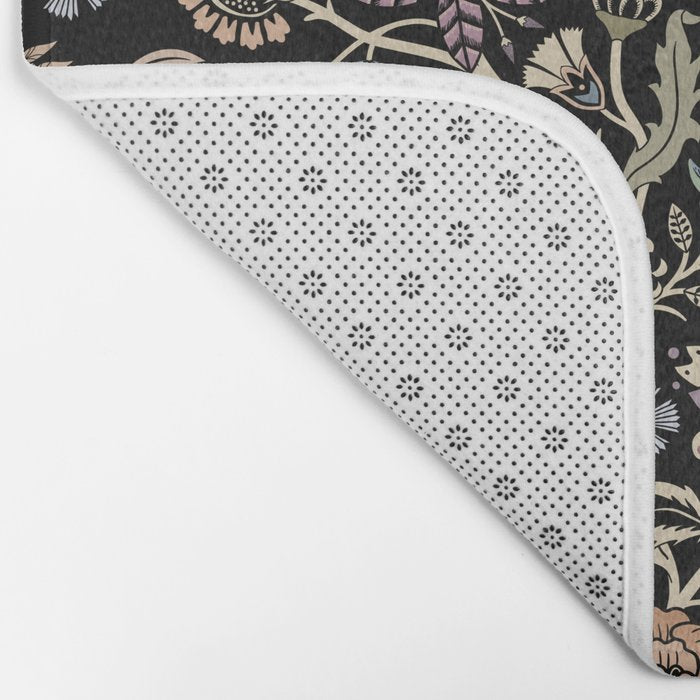 Pollinator Dragons - fantasy, goth floral - muted jewel tones on black Bath Mat Gallery Image 2