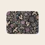Pollinator Dragons - fantasy, goth floral - muted jewel tones on black Bath Mat Gallery Image 1