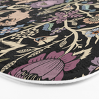 Pollinator Dragons - fantasy, goth floral - muted jewel tones on black Bath Mat Gallery Image 3