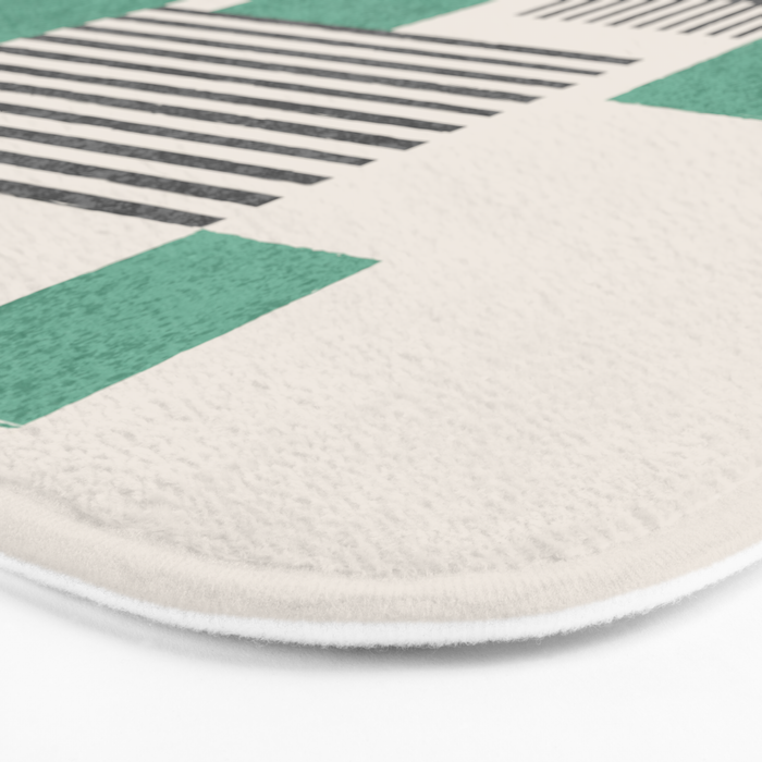 Stripes and Square Green Composition - Abstract Bath Mat Gallery Image 3