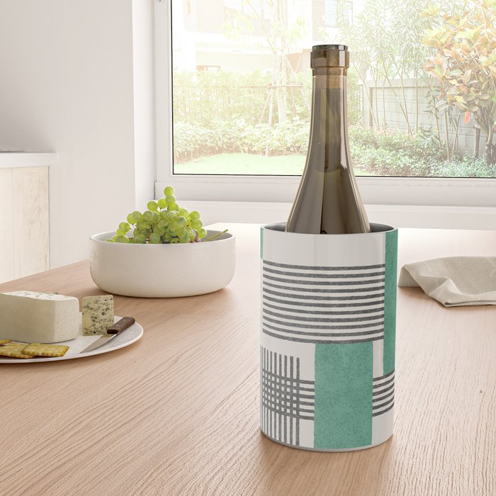 Stripes and Square Green Composition - Abstract Wine Chiller Gallery Image 4