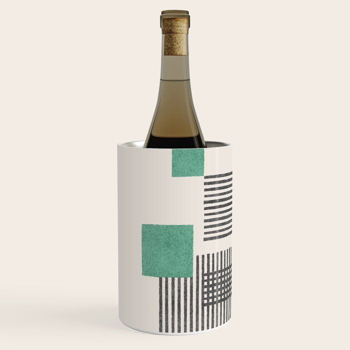 Stripes and Square Green Composition - Abstract Wine Chiller Gallery Image 2