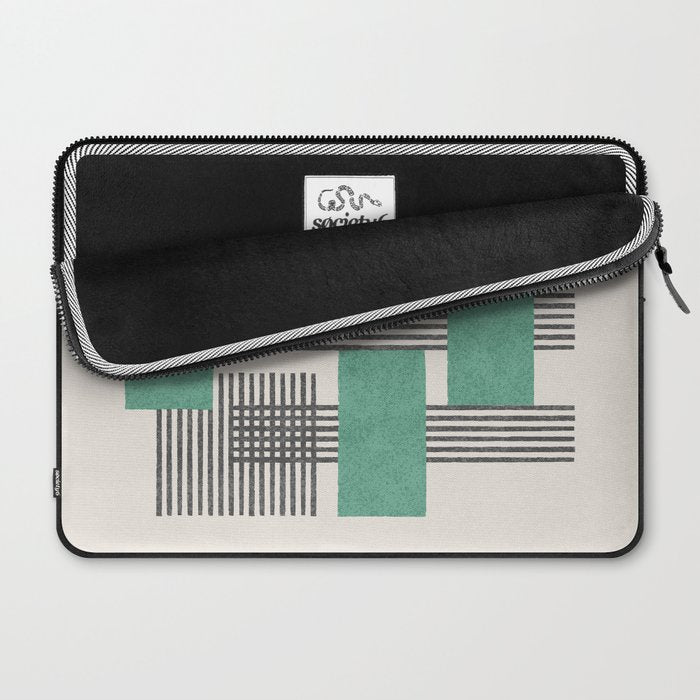 Stripes and Square Green Composition - Abstract Laptop Sleeve Gallery Image 2