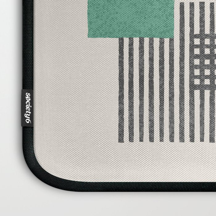 Stripes and Square Green Composition - Abstract Laptop Sleeve Gallery Image 3