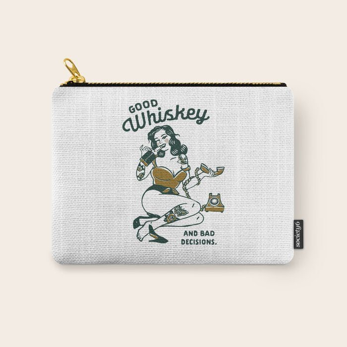 Good Whiskey & Bad Decisions: Funny Vintage Whisky Bar Decor Carry All Pouch Gallery Image 1
