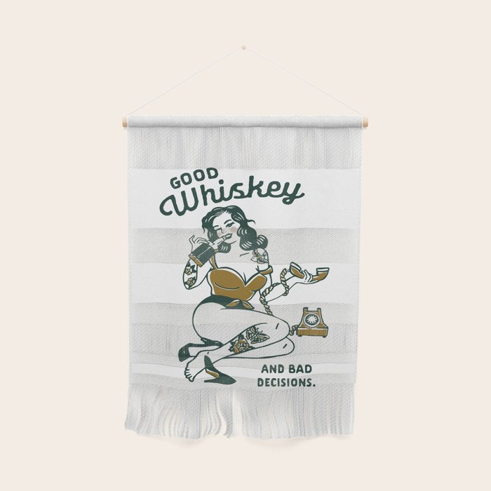 Good Whiskey & Bad Decisions: Funny Vintage Whisky Bar Decor Wall Hanging Gallery Image 1