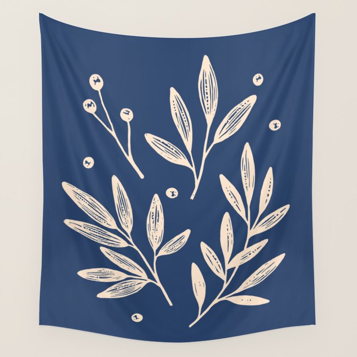 Botanic Pattern - Navy Wall Tapestry Gallery Image 4
