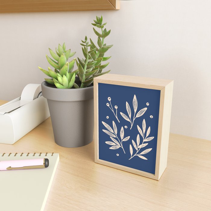 Botanic Pattern - Navy Mini Art Print Gallery Image 2