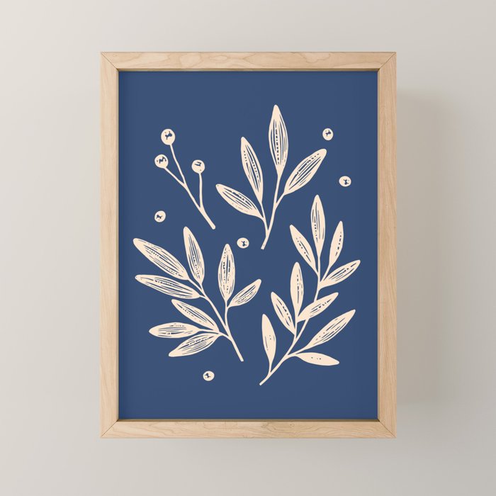 Botanic Pattern - Navy Mini Art Print Gallery Image 1