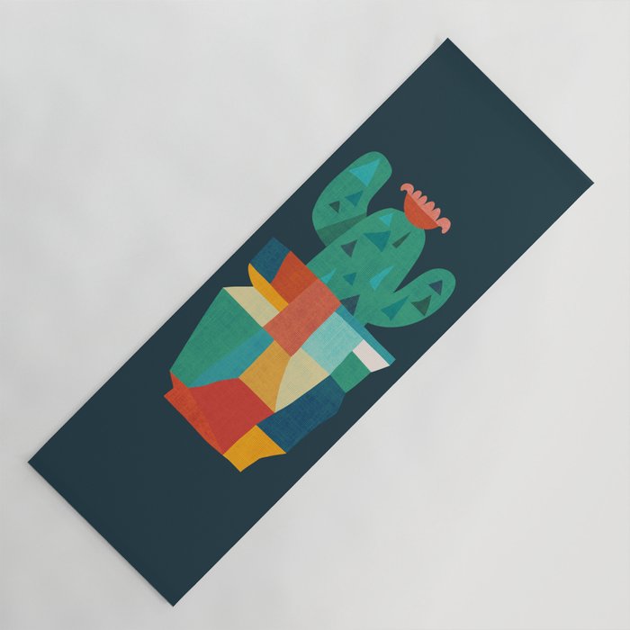 Blooming cactus in cracked pot Yoga Mat Gallery Image 1