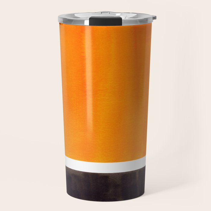 Minimalist Mid Century Modern Color Block Pop Art Rothko Inspired Golden Yellow Black Squares Travel Mug Gallery Image 1