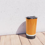 Minimalist Mid Century Modern Color Block Pop Art Rothko Inspired Golden Yellow Black Squares Travel Mug Gallery Image 4