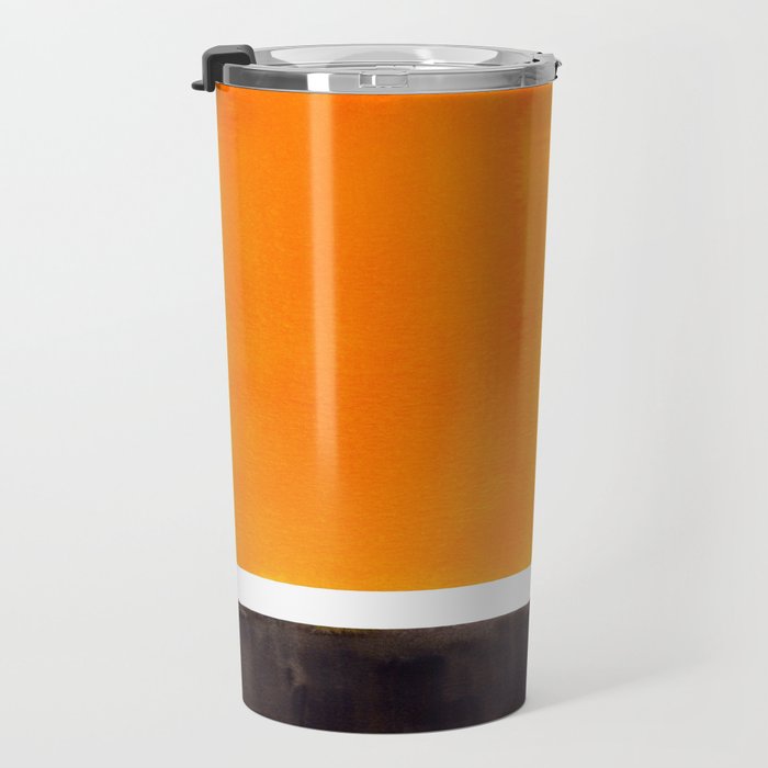 Minimalist Mid Century Modern Color Block Pop Art Rothko Inspired Golden Yellow Black Squares Travel Mug Gallery Image 3