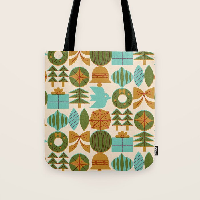 Retro Holiday Grid Tote Bag Gallery Image 1