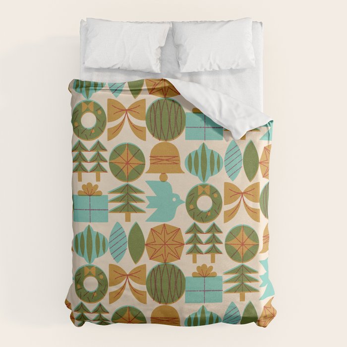Retro Holiday Grid Duvet Cover Gallery Image 1