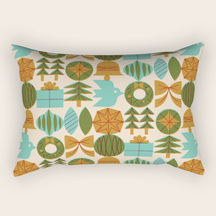 Retro Holiday Grid Rectangular Pillow Gallery Image 1